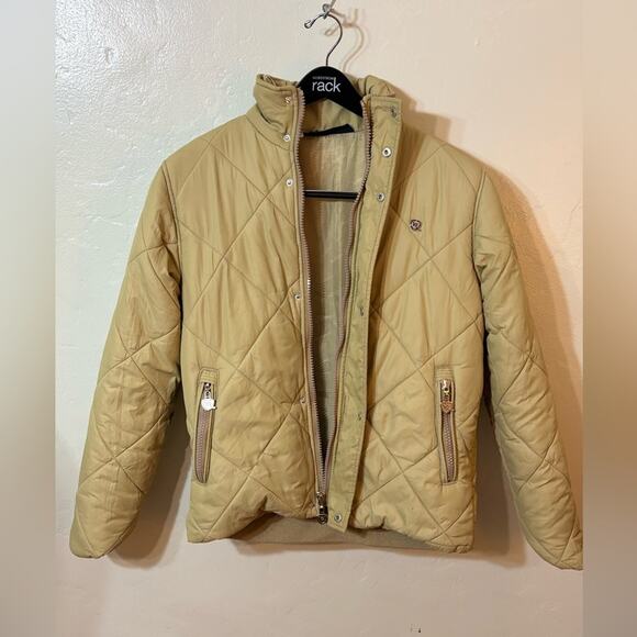 Vintage Y2K Rocawear Beige Quilted Puffer Jacket Medium Streetwear JayZ HipHop - Picture 1 of 13